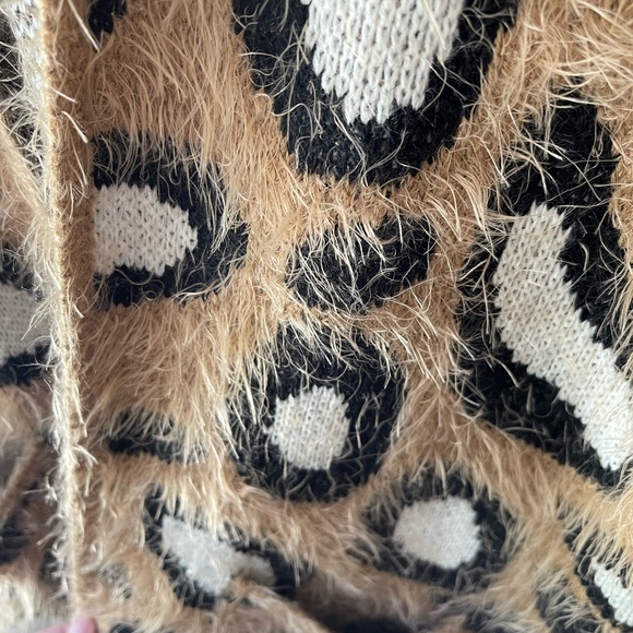 Show Me Your Mumu Mellow Cozi Cardi Open Sweater Leopard Long Small - Picture 5 of 5